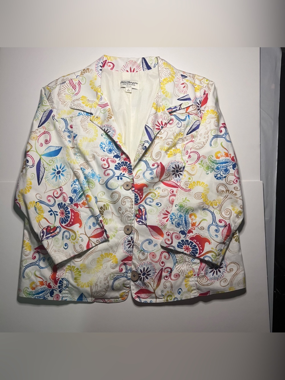 Norm Thompson Multicolor Floral Blazer - White Base